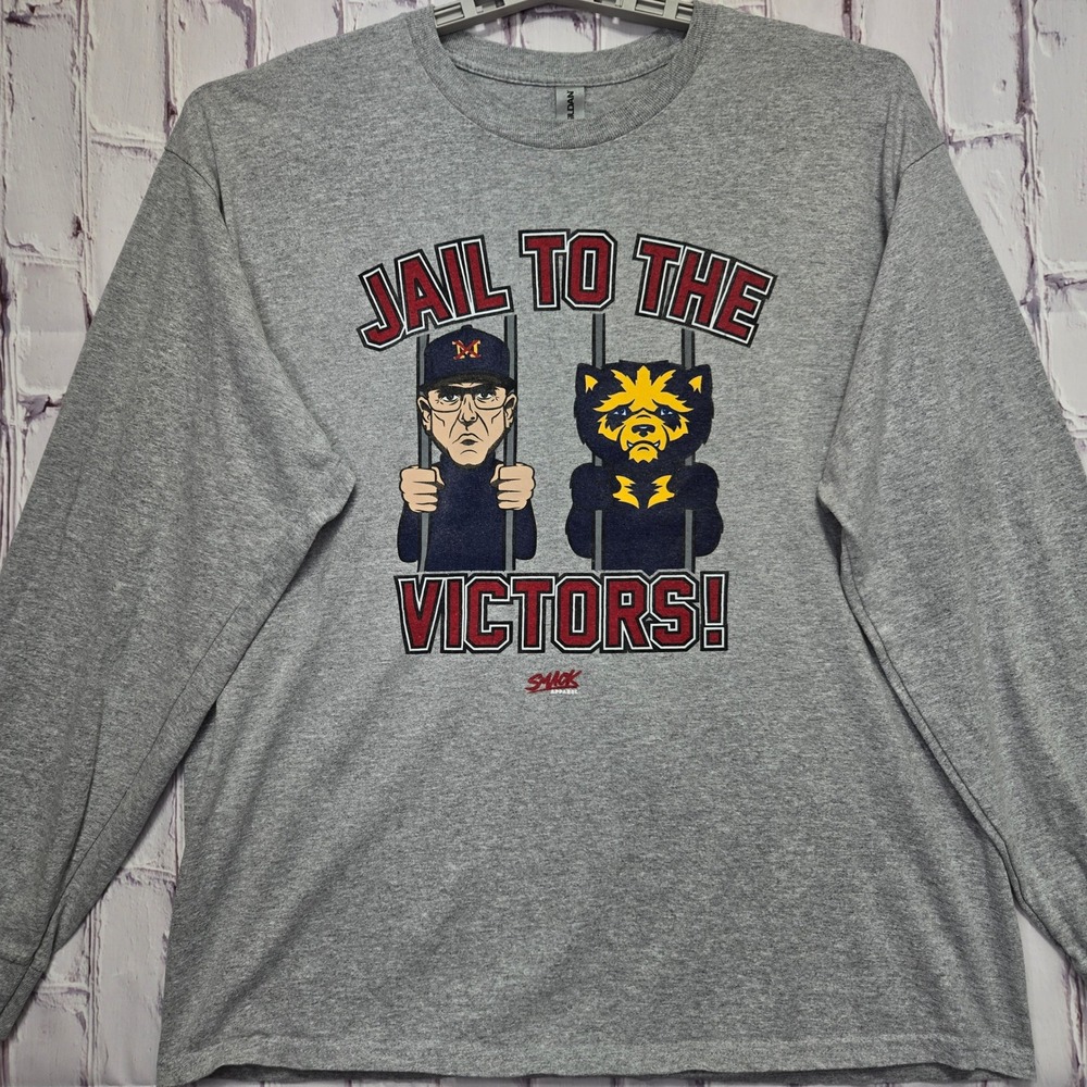 Smack Apparel Jail To The Victors Michigan Long Sleeve‎ Gray Shirt XL Ohio State